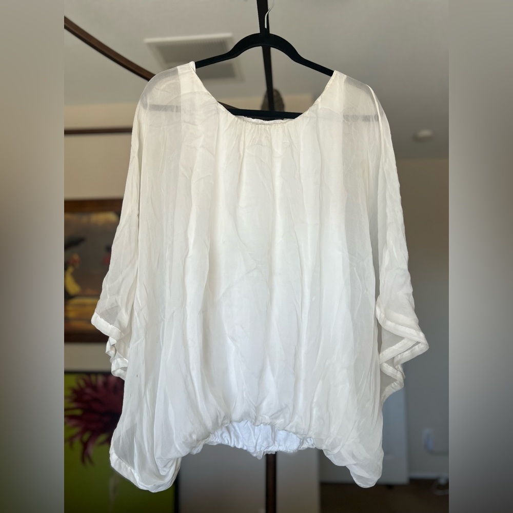 Baci Silk White Women's Blouse